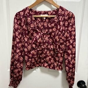 Love & Piece Floral Burgundy Women's Top